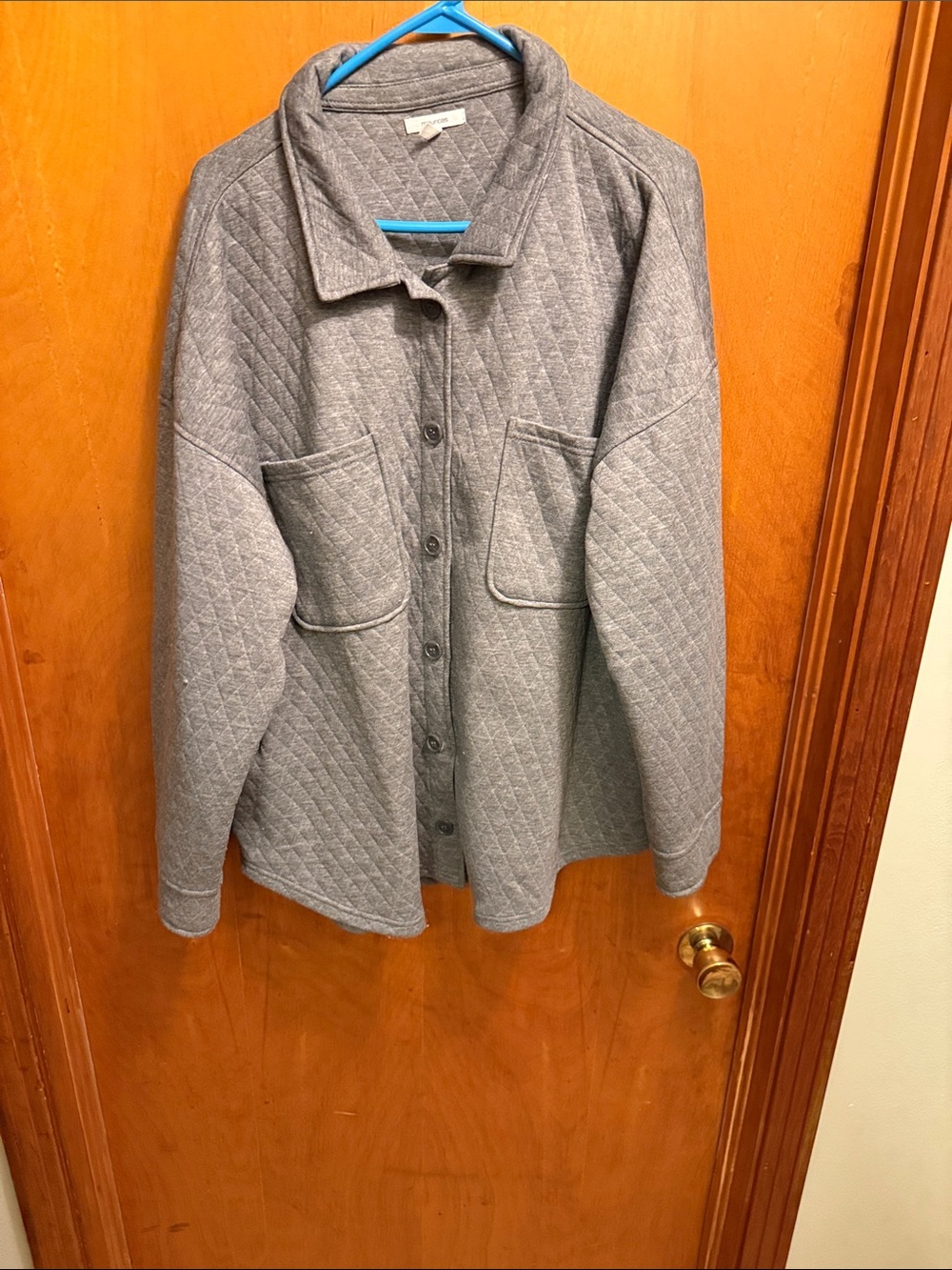 Maurices Quilted Button-Front shacket in Gray